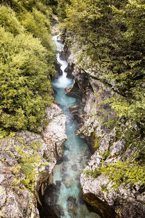 Scenic Great River Soca Gorge In Triglav National Park Slovenia Stock