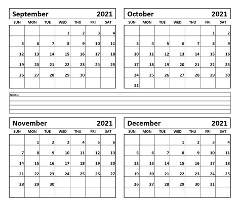 October November December 2021 Calendar Printable Template Pdf Word
