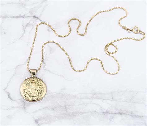 14k Gold Coin Pendant Necklace Amazon Com Coin Pendant Necklace 14k