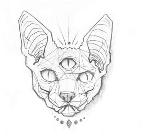 Purple cat based loosely on egyptian mythology. Geometric Tattoo - Cat tattoo sketch - TattooViral.com ...