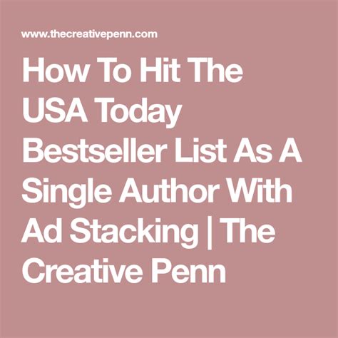 How To Hit The Usa Today Bestseller List As A Single Author With Ad Stacking The Creative Penn