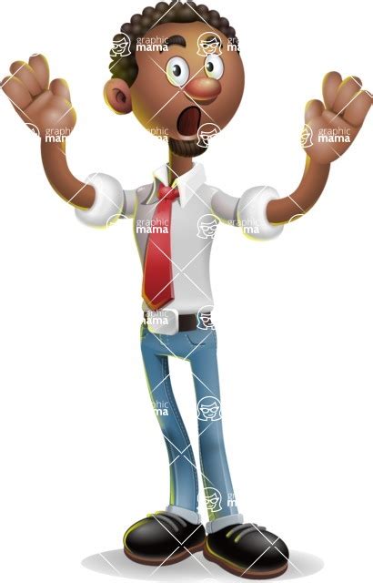 African American Businessman 3d Vector Cartoon Character Shocked