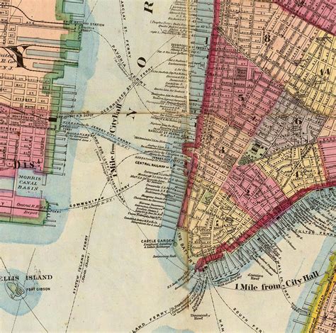 Old Map Of New York And Manhattan 1860 Vintage Maps And