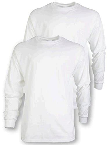 Gildan Mens Ultra Cotton Adult Long Sleeve T Shirt 2 Pack White