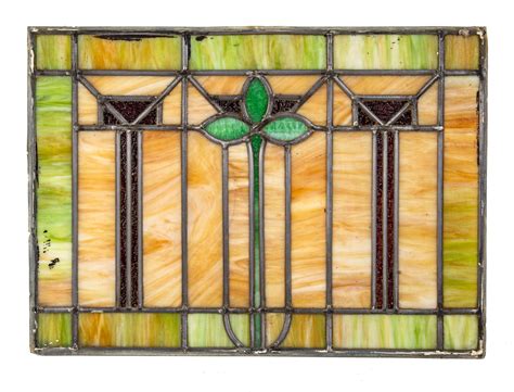Original Early 20th Century Salvaged Chicago Antique American Prairie Style Stained Glass