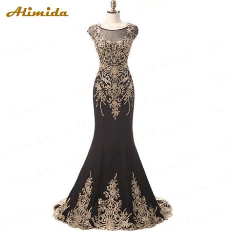 Alimida Elegant Evening Dresses Long 2017 Appliqeus Embroidery Sheer