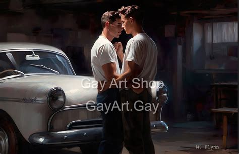 S Garage Gays Retro Vintage Gay Artwork Series Oil Etsy