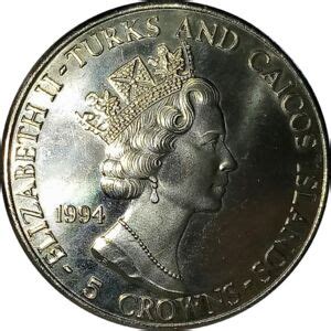 Moneda 5 Crowns D Day Sir Bertram Ramsay Islas Turcas Y Caicos
