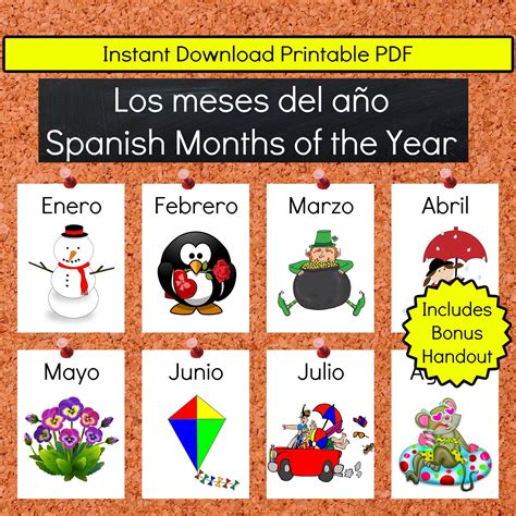 Spanish Months Of The Year Teaching Printable Resources Etsy France