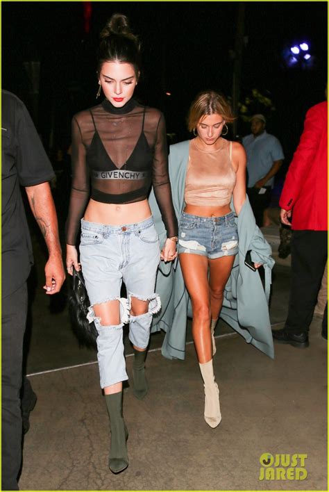 kendall jenner and hailey baldwin match in denim for adele s la concert photo 3728552 kendall