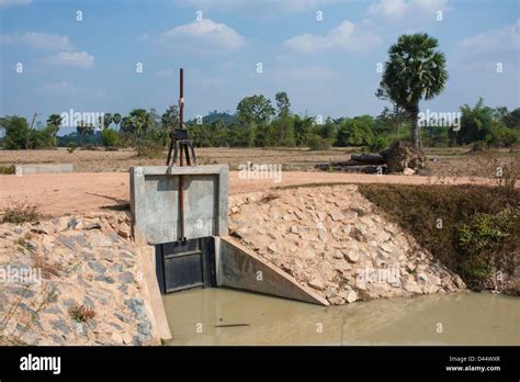 Irrigation Dam And Flood Gate In Cambodia Part Of The Tonie Sap River