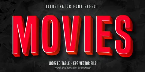 Movies Text 3d Red Movie Style Editable Font Effect 1059957 Vector Art