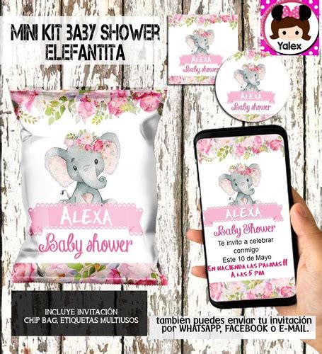 Kit Imprimible Baby Shower Ni A Elefantita Editable Meses Sin Intereses