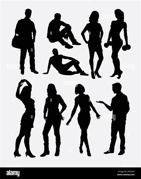 Male And Female People Activity Silhouettes Stock Vector Image And Art