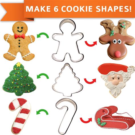 Set Of 3 Christmas Cookie Cutters Makes 6 Shapes