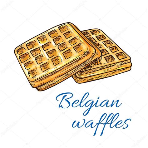 Belgian Waffles Sketch Icon Patisserie Emblem Stock Vector Image By