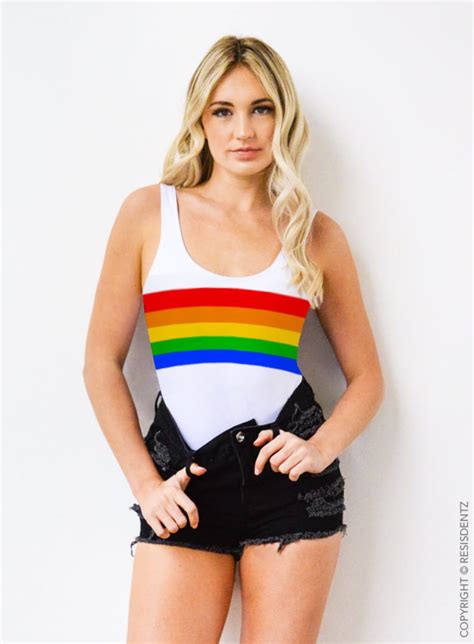 Retro Rainbow Gay Pride Swimsuit Bodysuit Or Bathing Suit Etsy