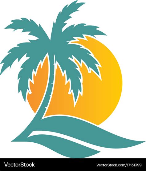 Palm Tree Sunset Tropic Logo Royalty Free Vector Image