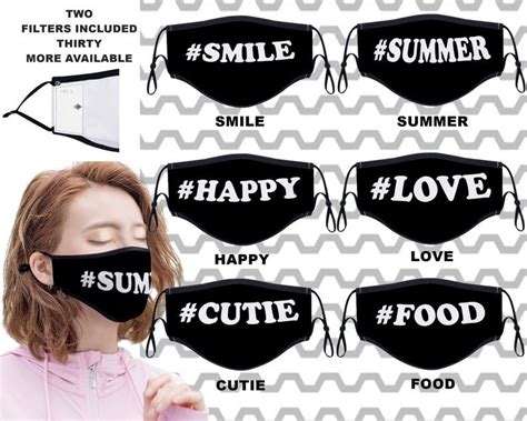 customizable fun hashtag face masks with two pm2 5 filters etsy the new school new school