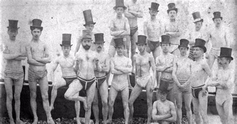 vintage group photographs of members of the brighton swimming club in the 19th century ~ vintage