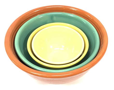 Lot 4pc Vintage Pottery Nesting Bowls