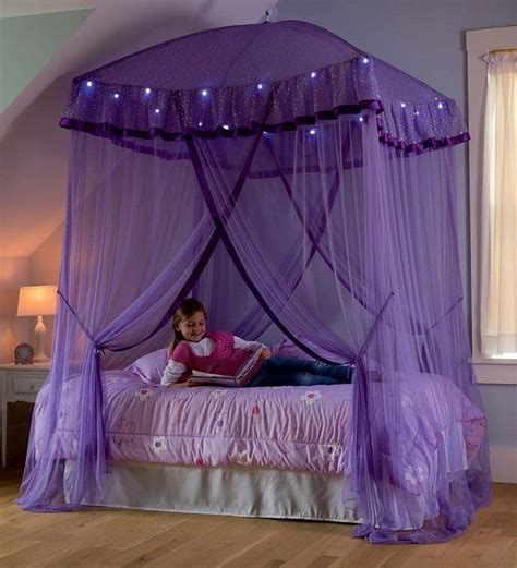 sparkling lights bed canopy bed  girls room girls bed canopy