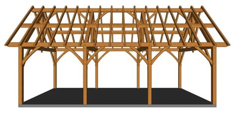 24x36 King Post Truss Outbuilding Timber Frame Hq