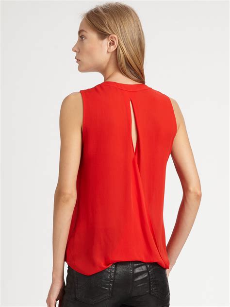 Parker Draped Sleeveless Top In Red Lyst
