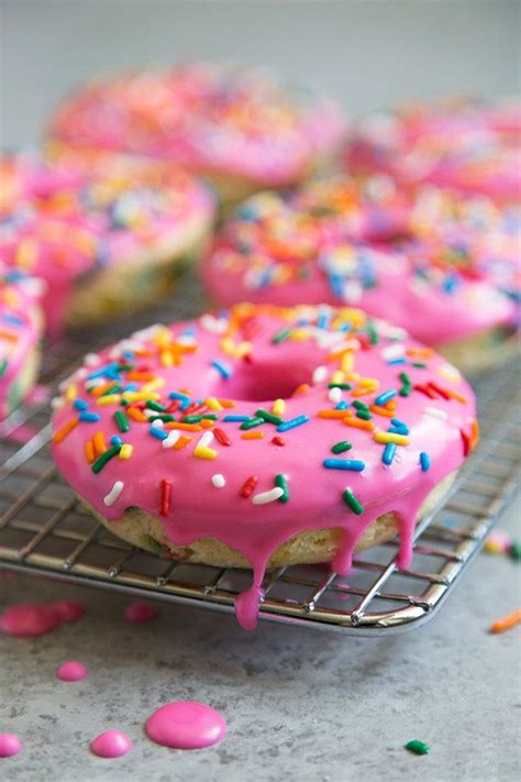 Baked Birthday Cake Doughnuts Recipe Girl