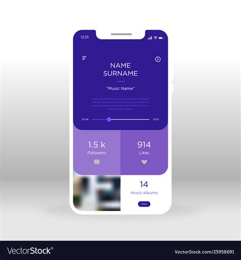 Purple Music Player Ui Ux Gui Screen For Mobile Vector Image