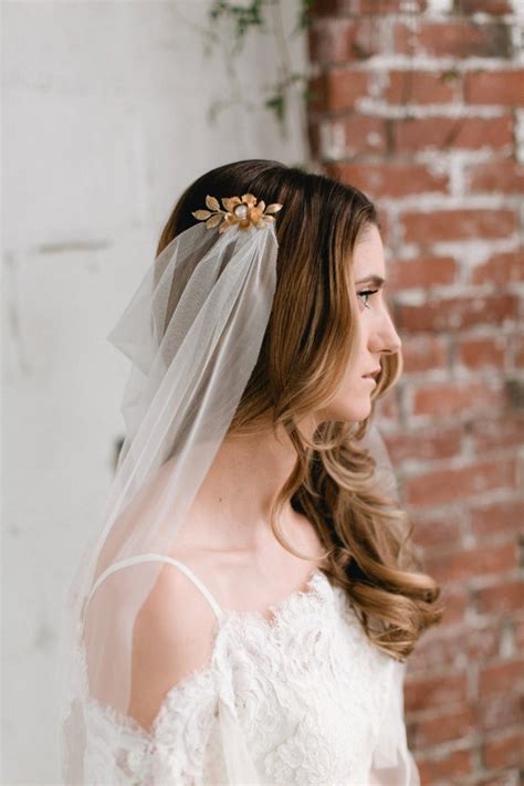 Sibyll Tulle Vintage Style Draped Wedding Veil With Gold