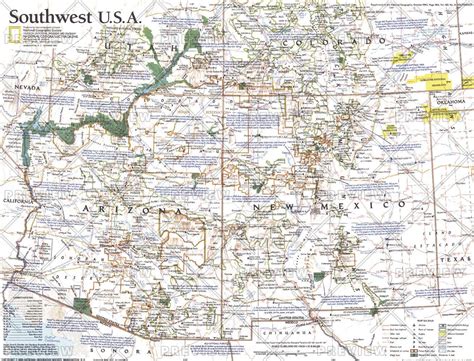 Southwest Usa Map Published 1992 National Geographic Maps