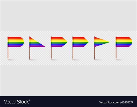 Realistic Various Toothpick Flags Wooden Vector Image