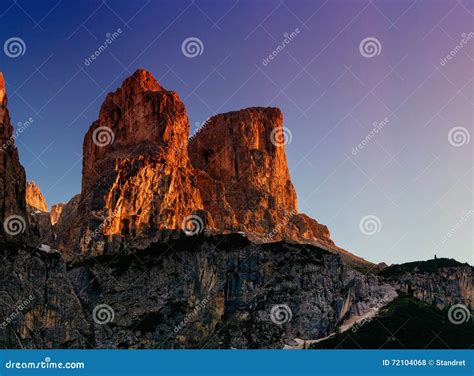 Rocky Mountains At Sunsetdolomite Alps Italy Stock Photo Image Of