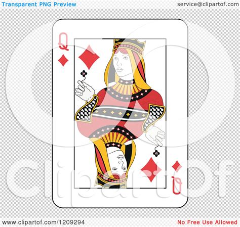 Clipart Of A Queen Of Diamonds Playing Card Royalty Free Vector