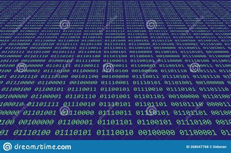 Computer Binary Code Of Ones And Zeros Displayed On Digital Screen With