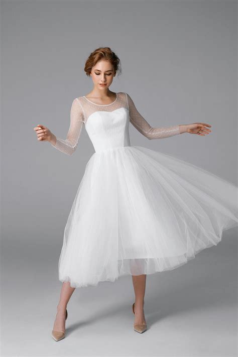 Tea Length Wedding Dress 60s Wedding Dress Simple Wedding Dress