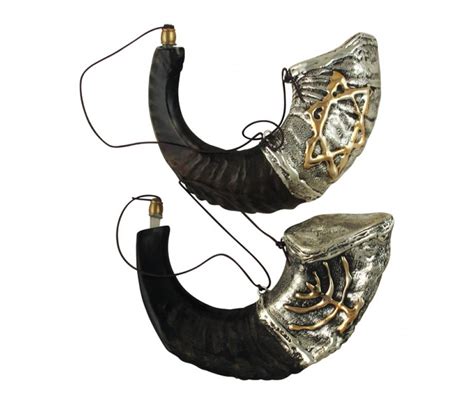 Sterling Silver Decorated Anointing Rams Horn Shofar Canaan