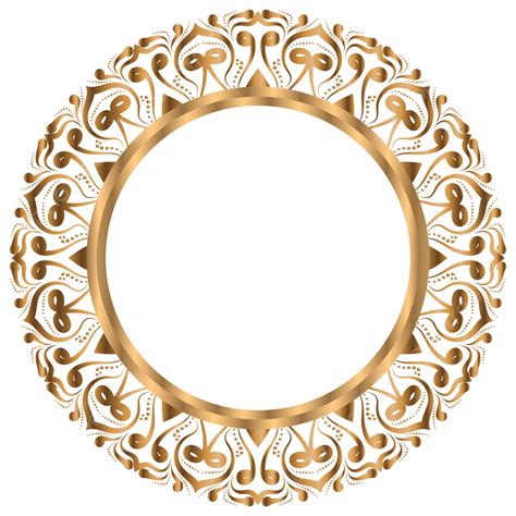 Luxury Golden Circle Frame Transparent With Vintage Mandala Gold