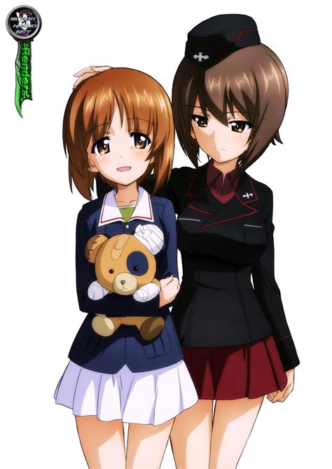 girls und panzer miho and maho render by akenosenpairenders on deviantart