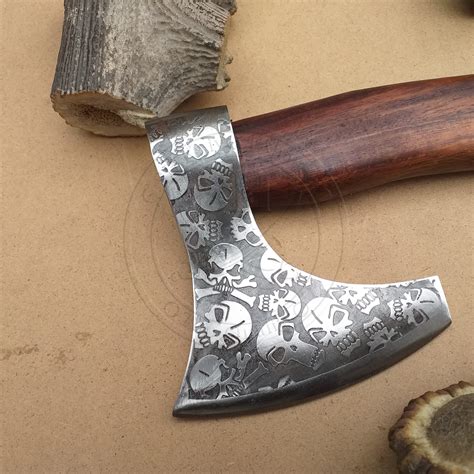 18custom Hand Forged Stainless Steel Axe Amazing Etched Head Axe Sh