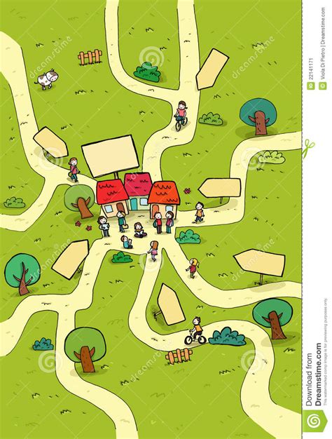 Little Town Cartoon Map Stock Image Image 22141171