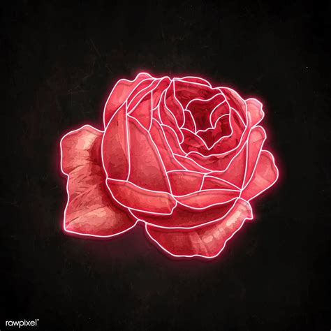 Red Neon Rose On A Black Background Vector Premium Image By Rawpixel