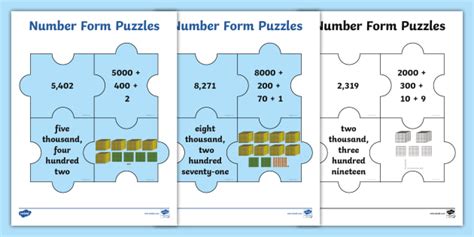 Place Value Number Form Printable Puzzles Teacher Made