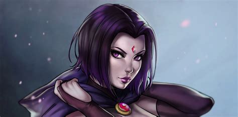 Raven Dc Comics Girl Dc Comics Teen Titans Purple Hair Purple Eyes Hood Wallpaper Resolution