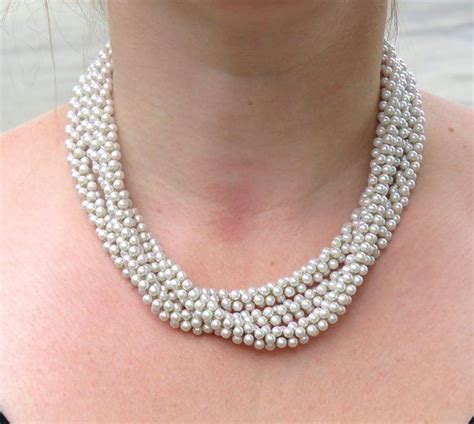 Antique Vintage Multi Strand Faux Seed Pearl Long Twisted Etsy Faux Pearl Necklace Thick