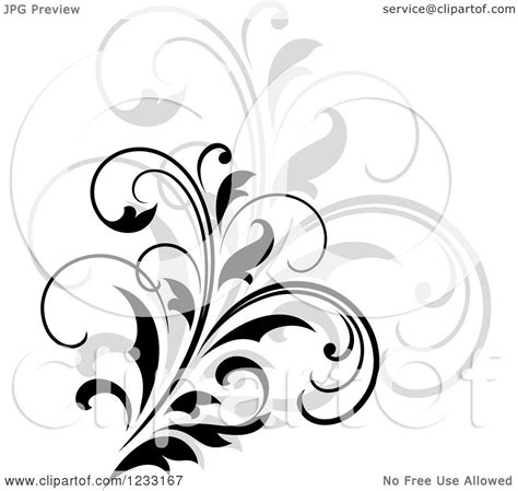 Clipart Of A Black Flourish With A Shadow 13 Royalty Free Vector
