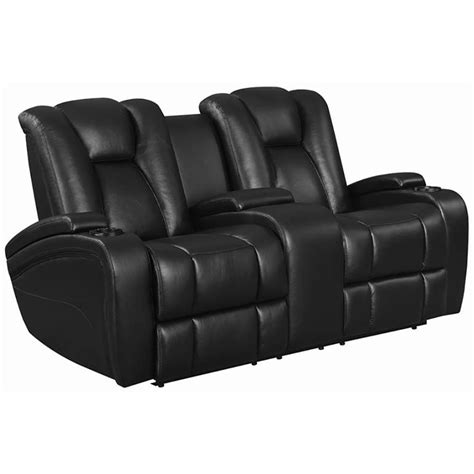Coaster Delange Faux Leather Power Reclining Loveseat In Black 601742p