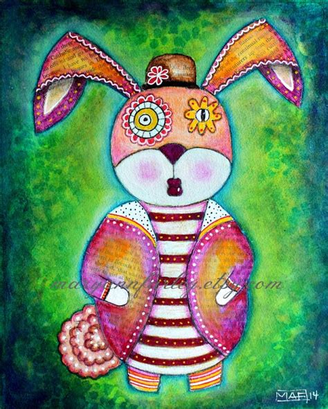 Bunny Art Print Whimsical Art Animal Rabbit Storybook Art