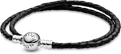 Pandora Women Moments Double Black Leather Bracelet 590745cbk D3